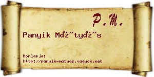 Panyik Mátyás névjegykártya