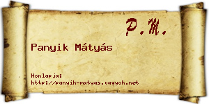 Panyik Mátyás névjegykártya